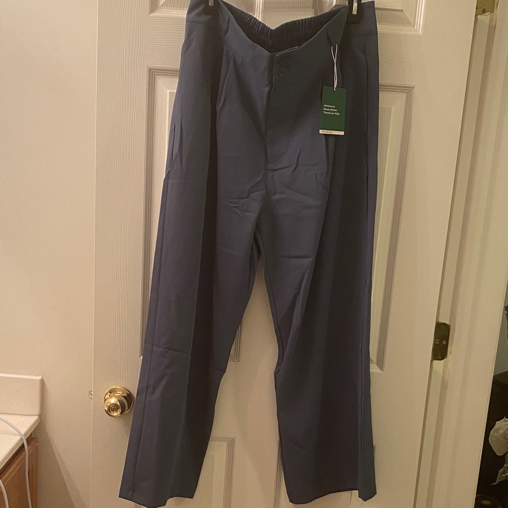 HALARA Navy Straight-Leg Women's Pants with Elastic Waist